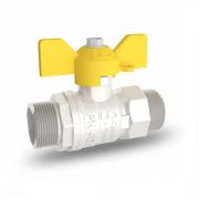 Кран шаровой латунный никелированный газ Pride Ду 25 Ру40 НР бабочка LD 47.25.Н-Н.Б