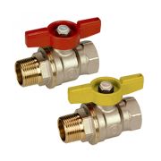 Кран шаровой латунный газ R914 Ду 15 ВР/НР полный проход бабочка Giacomini R914X003