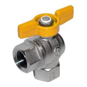 Кран шаровой латунный угловой газ R783 Ду 25 ВР/ВР бабочка Giacomini R783GX005