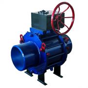 Кран шаровой стальной 11с67п Ду 150 Ру16 под приварку с редуктором Маршал 11с67п СП.00.3.016.150/100