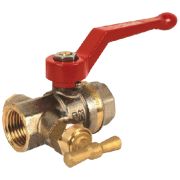 Кран шаровой латунь BVR-D Ду 32 Ру40 ВР/ВР полный проход рычаг со спускником Danfoss 065B8219
