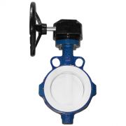 Затвор дисковый поворотный VP4449R-08PTFE Ду 300 Ру10 межфл с редуктором со штурвалом Tecofi VP4449R-08PTFE0300
