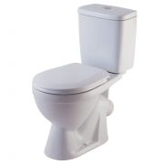 Унитаз-компакт Лира Люкс белый нижний подвод косой выпуск в комплекте 1/реж кнопка хром полипропилен Soft close Rosa (Кировская керамика)