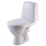 Унитаз-компакт Премьер белый нижний подвод горизонт/выпуск в комплекте 2/реж кнопка хром полипропилен воронкообразный Rosa (Кировская керамика)