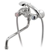 Смеситель для ванны двуручный Икар к/затвор трубчатый длинный излив L=384мм ВА167АА Vidima