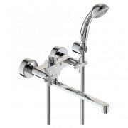 Смеситель для ванны двуручный латунь Арт трубчатый плоский средний излив L=315мм BA329AA Vidima