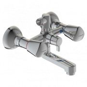 Смеситель для мойки двуручный латунь Сева Трио литой короткий излив без душевого гарнитура L=162мм BA350AA Vidima