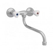 Смеситель для мойки двуручный ЦС-СМ 294 К ЭКО белый пластик к/затвор нижний излив L=205 Центр Сантехники (Подольск)