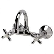 Смеситель для умывальника двуручный латунь Ретро трубчатый R-излив L=195мм BA123AA Vidima